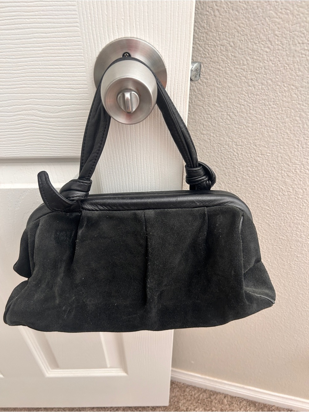 Nine West Black Suede Top-Handle Women's Bag